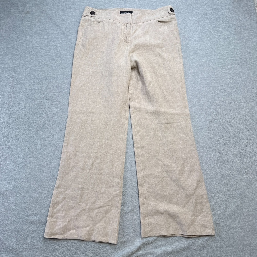 J Crew Pants Women 32x29 Beige Baird McNutt Irish Linen Wide Leg Coastal Trouser